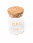 Fiole en verre avec bouchon en liège Love doré 4,5 x 6 cm