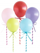 5 décorations pour gâteau mini ballons multicolores 12 cm à assembler