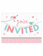 8 Cartons d'invitation hello baby 11 x 12 cm pour baby shower