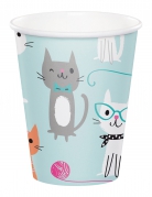 8 gobelets en carton chats bleus 266 ml déco anniversaire