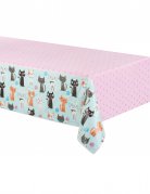 Nappe en plastique chats bleue et rose 137 x 259 cm pour anniversaire