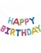 Guirlande ballons aluminium happy birthday multicolore 41 cm kit 4,3m