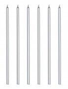 16 bougies géantes argenté métallique 18 cm avec bobèches