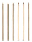 16 bougies géantes doré métallique 18 cm avec bobèches