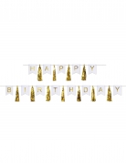 Guirlande tassel happy birthday dorée et blanche 4.56 m en carton