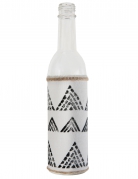 Bouteille en verre ethnique blanche et noire 25 cm vase soliflore boho