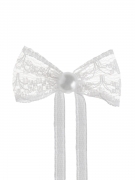10 mini nœuds en dentelle 4 cm blancs avec perle