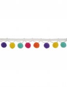 Ruban de pompons multicolores 2m blanc 2cm
