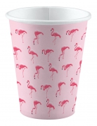 8 gobelets en carton flamingo paradise 250 ml thème hawaï