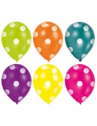 6 ballons en latex multicolores à pois 25 cm pour anniversaire