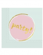 20 serviettes en papier elegant party pastel bleu et rose 33 x 33 cm