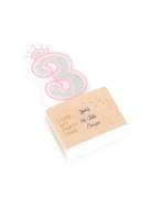 Bougie d'anniversaire chiffre 3 princesse 5,8 cm à paillettes