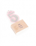 Bougie d'anniversaire chiffre 5 princesse rose à paillettes 5,8 cm