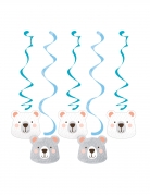5 suspensions en carton petit ours spirales baby shower