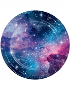 8 assiettes en carton galaxy 23 cm étoiles brillantes
