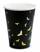 6 gobelets en carton chauve-souris noirs et dorés 220 ml pour Halloween