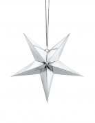 Décoration à suspendre étoile argentée en carton 30 cm chic pour Noël