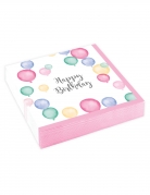 20 petites serviettes en papier happy birthday ballons pastel 25 x 25 cm pour fête