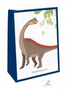 4 sacs cadeaux grands dinosaures avec stickers en papier bleu
