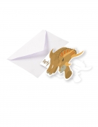 8 cartons d'invitation avec enveloppes grands dinosaures tricératops
