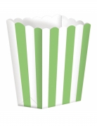 5 boîtes à popcorn rayures vertes et blanches 9,5 x 13,5 cm pour fête