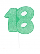 Maxi pic en carton nombre 18 vert pailleté 31 cm pour gâteau