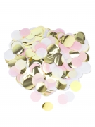Confettis papier rose, blanc et dorés 3 cm pour décoration de table