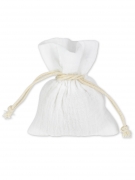 4 pochons mousseline de coton blanc 8 x 10 cm avec cordon