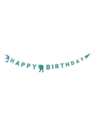 Guirlande en carton happy birthday dinosaure 3,5 m bleu-vert
