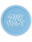8 assiettes en carton baby shower bleues et blanches 23 cm pour table