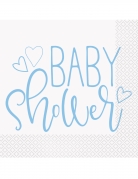 16 serviettes en papier baby shower bleues et blanches 33 x 33 cm jetables