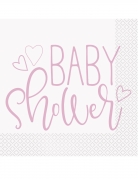 16 serviettes en papier baby shower roses et blanches 33 x 33 cm fille