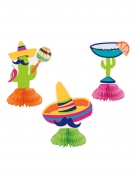 3 centres de table en carton boho fiesta cactus et sombreros