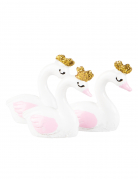 3 figurines en résine cygne rose et doré 3,8 cm pour baby shower
