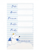 6 cartes de prédictions baby shower bleues 7 x 12,5 cm avec motif renard blanc