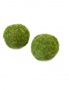 2 boules de mousse naturelle vertes 7 cm déco table