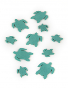 10 confettis en bois tortues de mer bleues 5,5 et 3 cm décoration marine