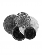 5 rosaces en papier noires et blanches 25, 32 et 40 cm pour décoration
