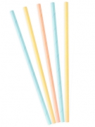 10 pailles en carton couleurs pastel 19,5 cm pour anniversaire