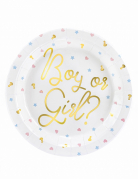 6 assiettes en carton boy or girl blanches 23 cm baby shower