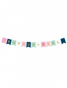 Guirlande en carton boy or girl rose, bleue et dorée baby shower 15 x 175 cm