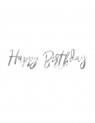 Guirlande en carton happy birthday argentée métallisée 16,5 x 62 cm déco fête