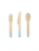 18 couverts en bois menthe 16 cm assortis