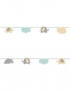 Guirlande en carton bébé éléphant 2 m et nuages