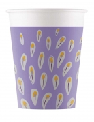 8 gobelets en carton métallisés paon 200 ml violets