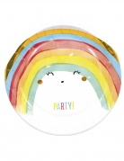 8 assiettes en carton rainbow party 23 cm arc-en-ciel