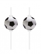 4 pailles en carton football party avec ballon