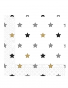 20 serviettes en papier étoiles doré noir argent 33 x 33 cm chic