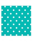 20 serviettes en papier turquoise à pois blancs 33 x 33 cm