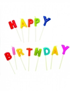 Bougies happy birthday multicolore sur pique